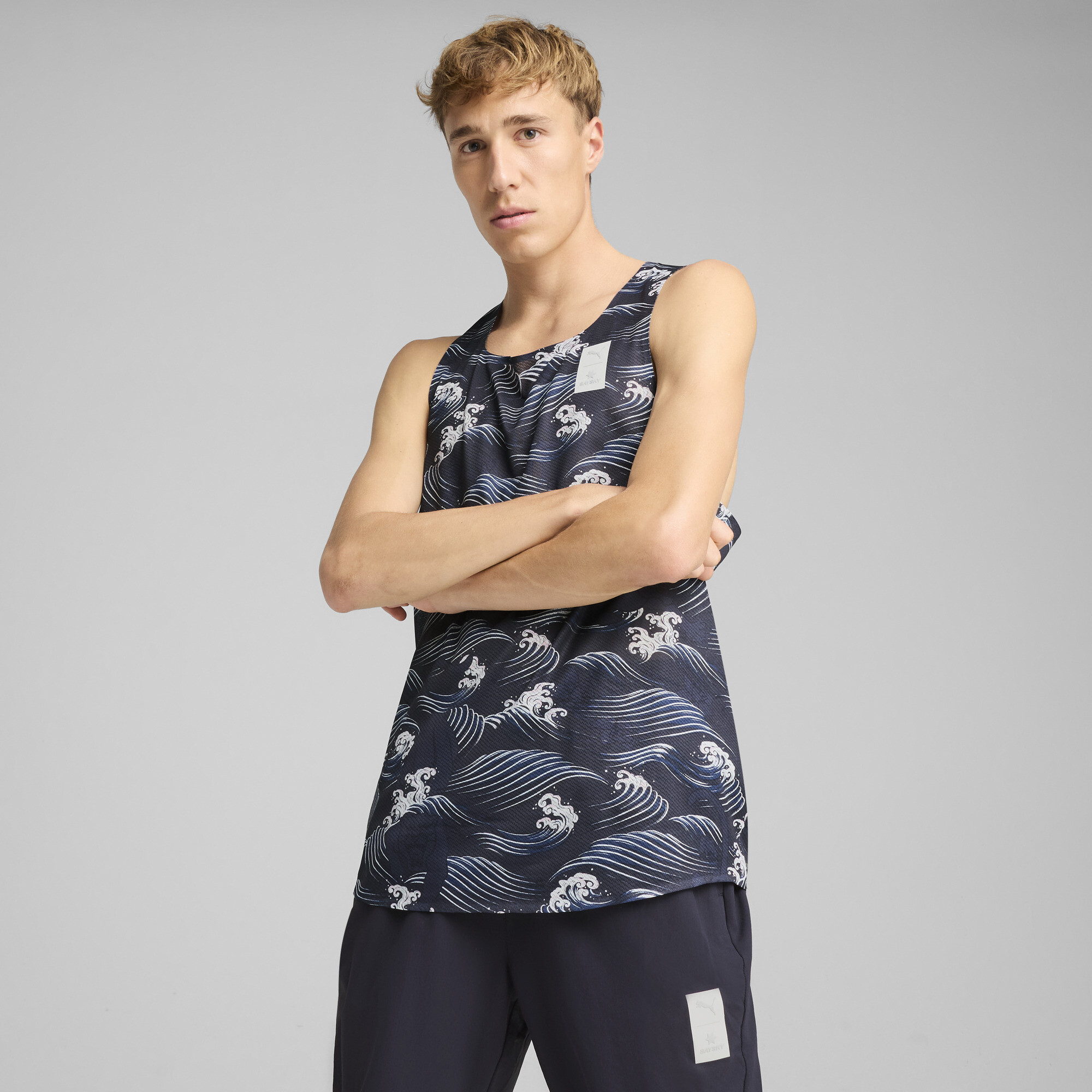 Puma x SAYSKY Graphic Singlet Herren | New Navy | Größe: XS