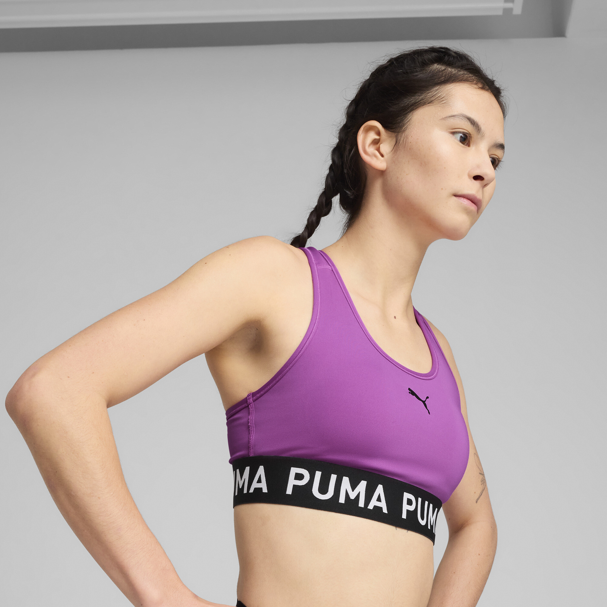 Women's Puma 4KEEPS Elastic Bra, Purple, Size XXL, Clothing