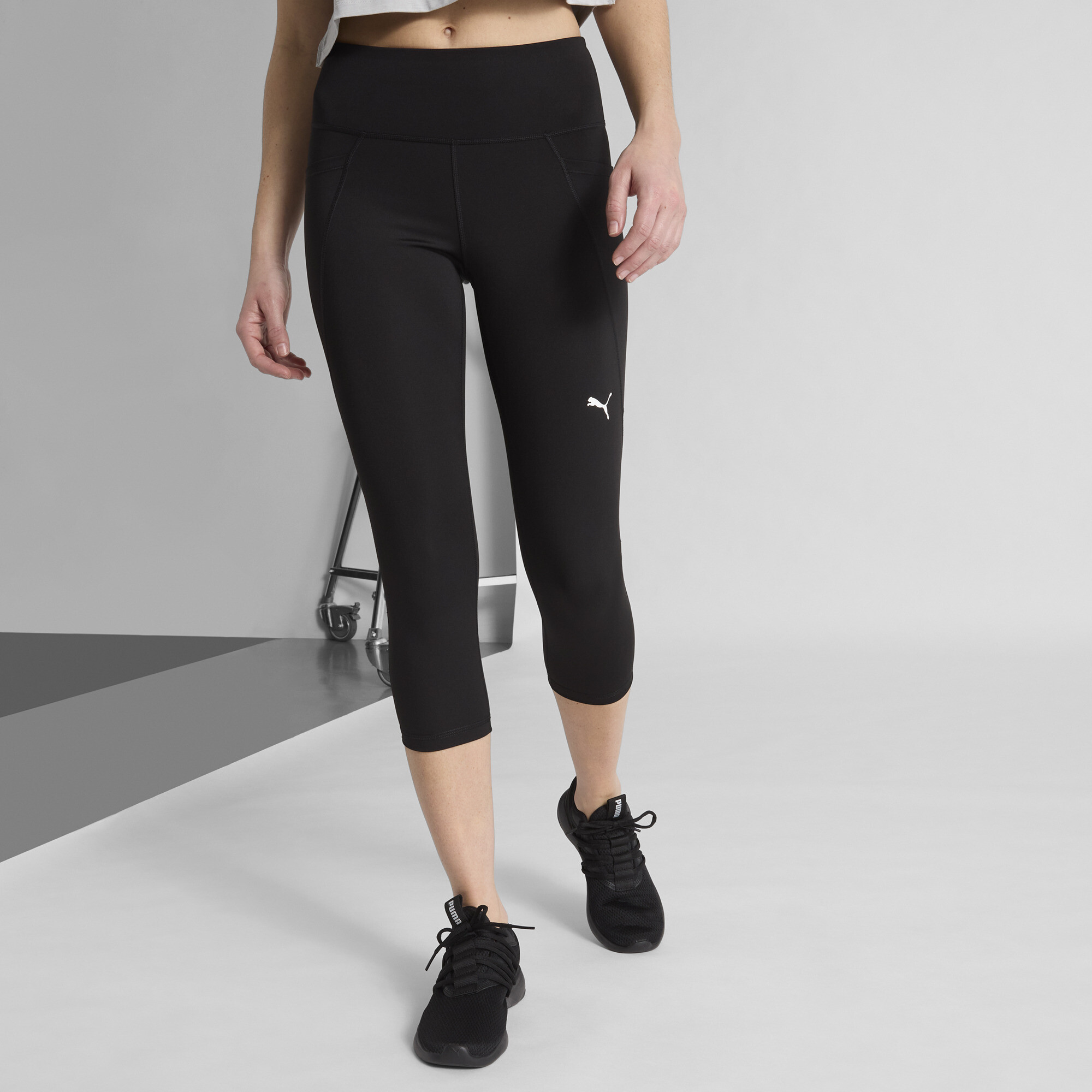 PUMA Train All Day Essentials Women's High-Waisted Capri Training Leggings in Black, Size S