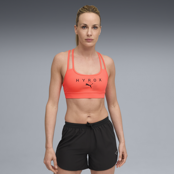 PUMA x HYROX MOVE Strappy Bra, Glowing Red, large-ZAF