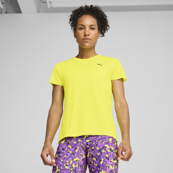 Train All Day Essentials Crew Tee Women, Lemon Sherbert, large-MEX