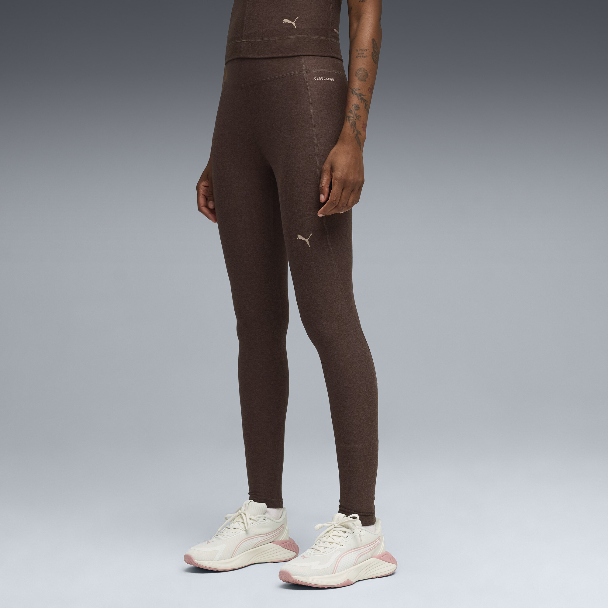 PUMA Cloudspun Ultra Soft Women's High-Waist, Full Length Training Tights in Brown, Size S