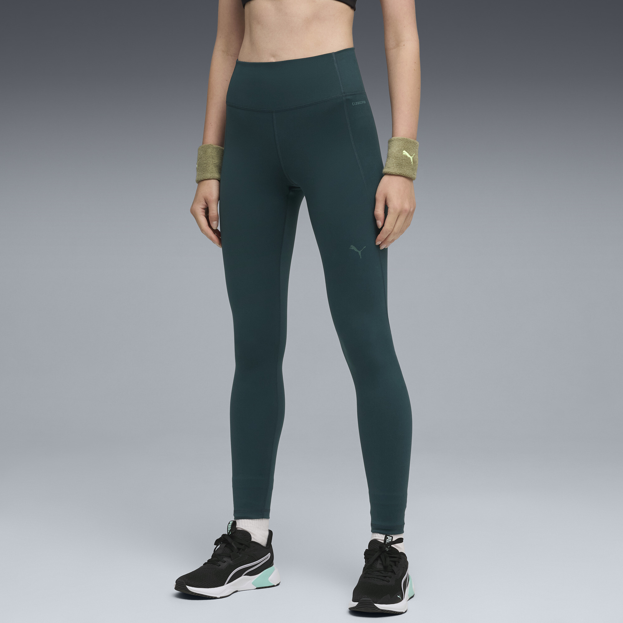 Puma Cloudspun Women's High-waist, Full Length Training Tights In Green