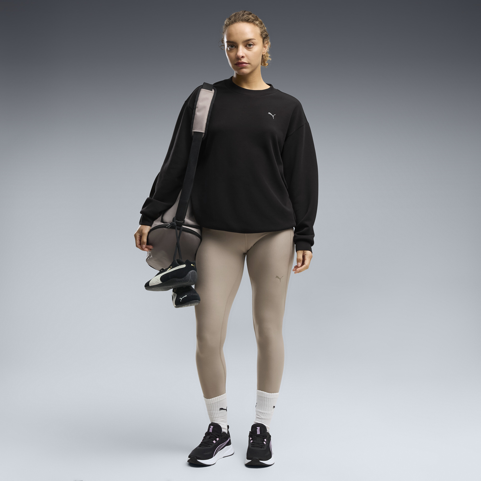 PUMA Cloudspun Ultra Soft Women's High-Waist, Full Length Training Tights in Beige, Size XXL