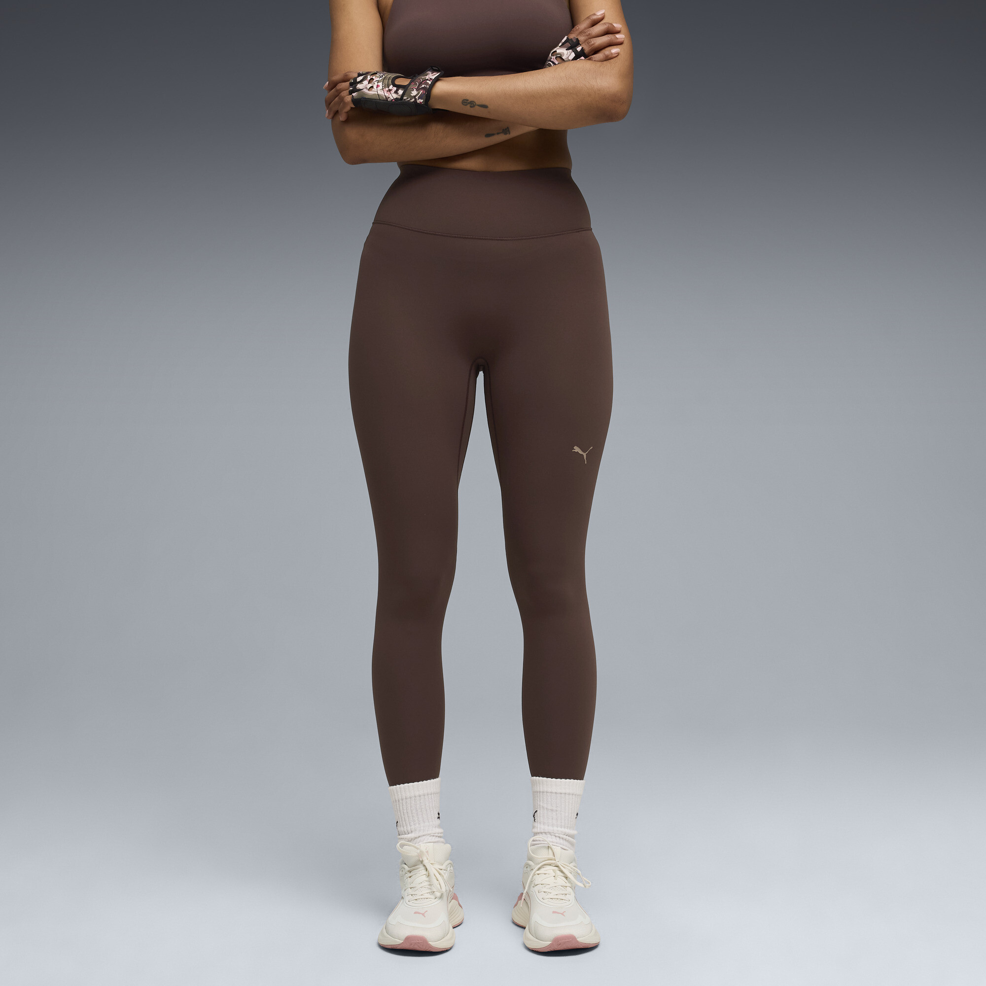 PUMA Shapeluxe Women's High-Waist, 7/8 Training Tights in Brown, Size XS