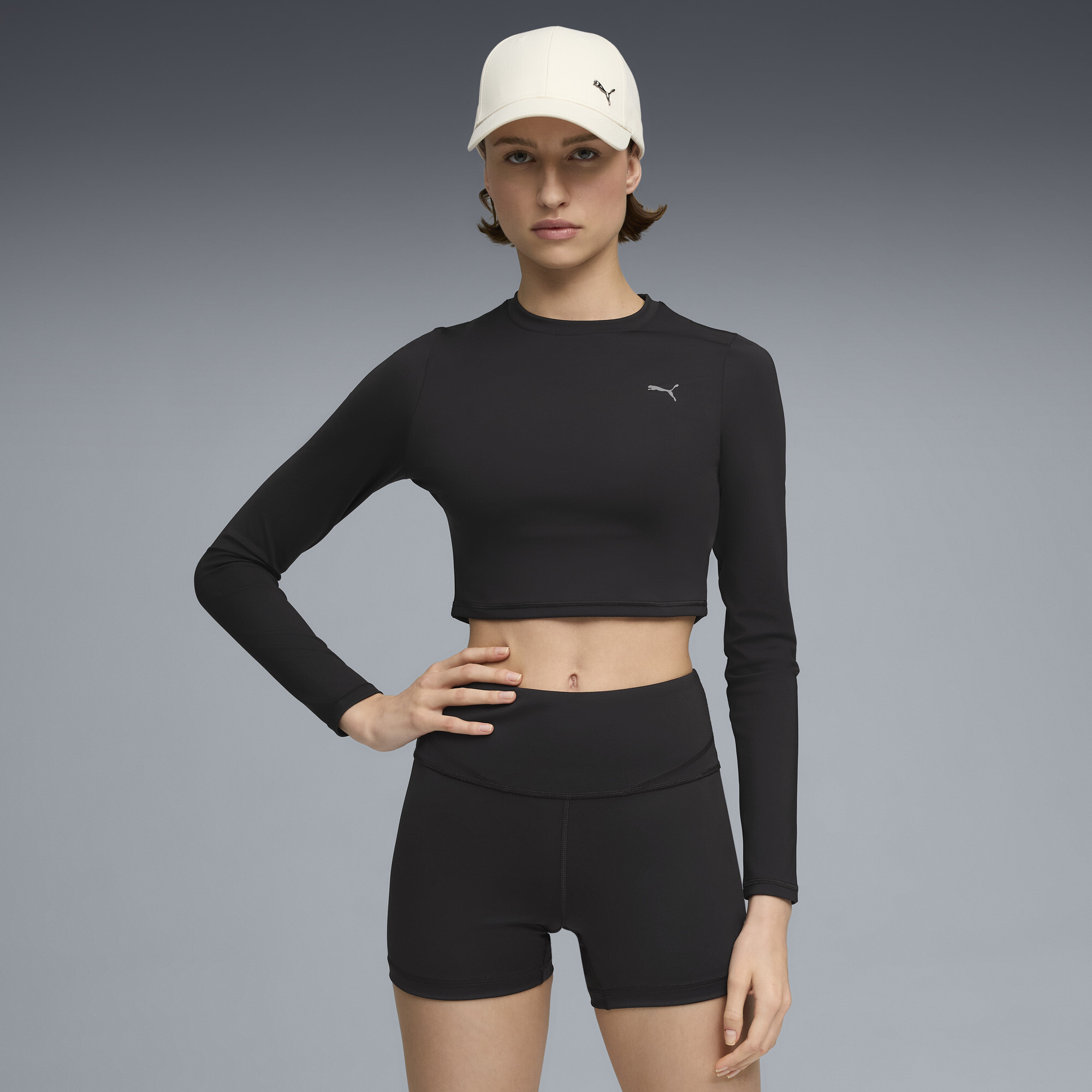 Лонгслив PUMA SHAPE Long Sleeve Cropped Top Women | Цвет: Черный