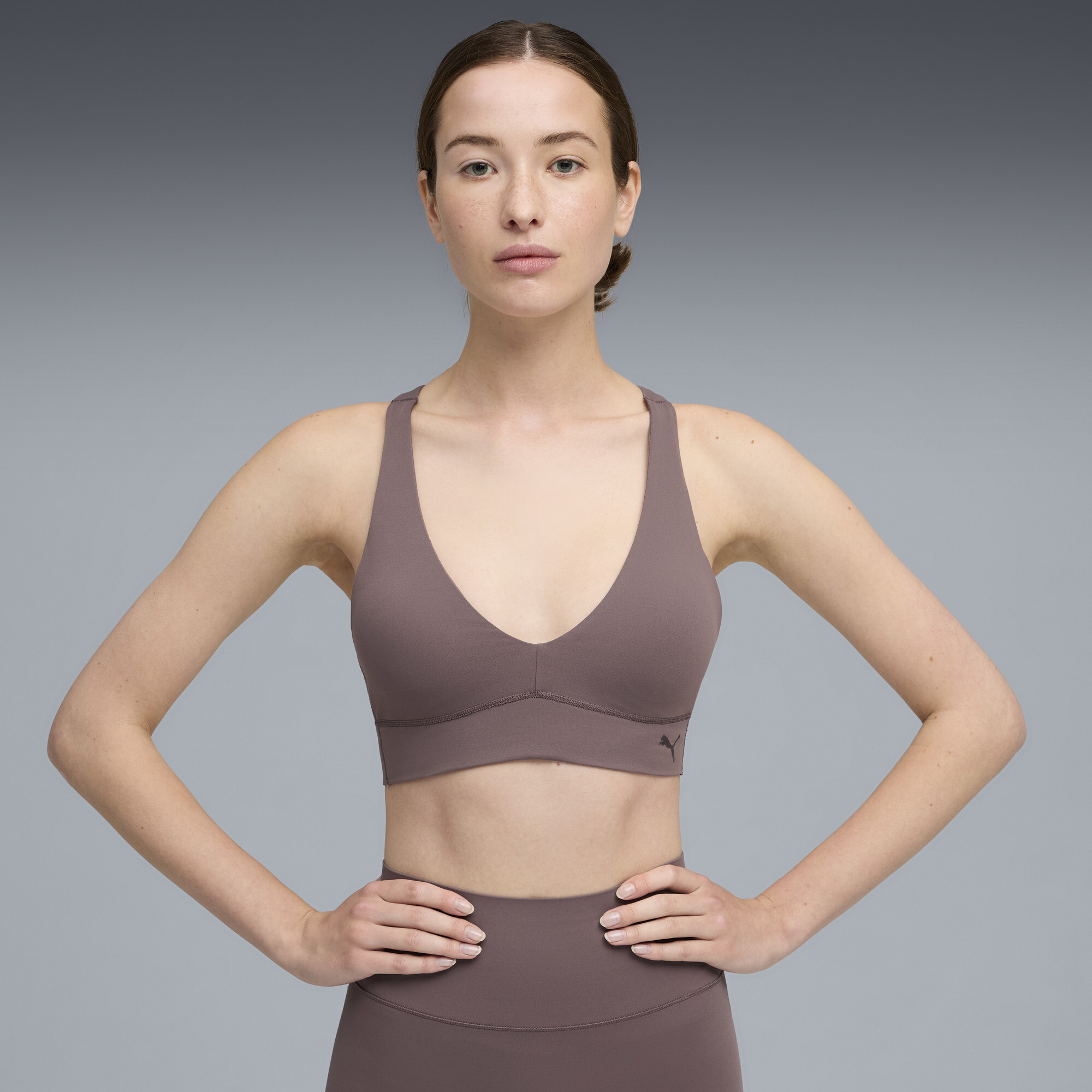 Puma Shapeluxe Plunge Bra Women In Burgundy