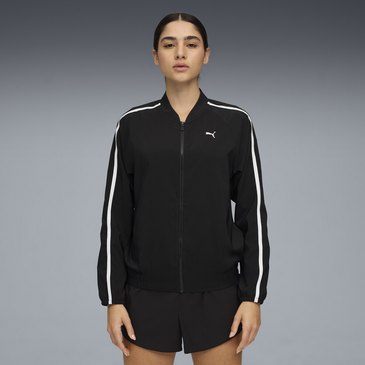 FLORAL RIBBON Woven Full Zip Jackets Women in Black by PUMA, Large