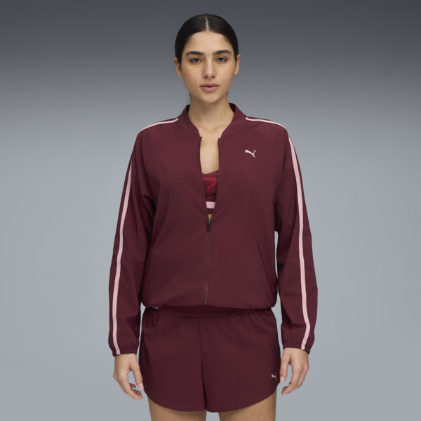 FLORAL RIBBON Woven Full Zip Women, Ruby Shimmer, large-ZAF