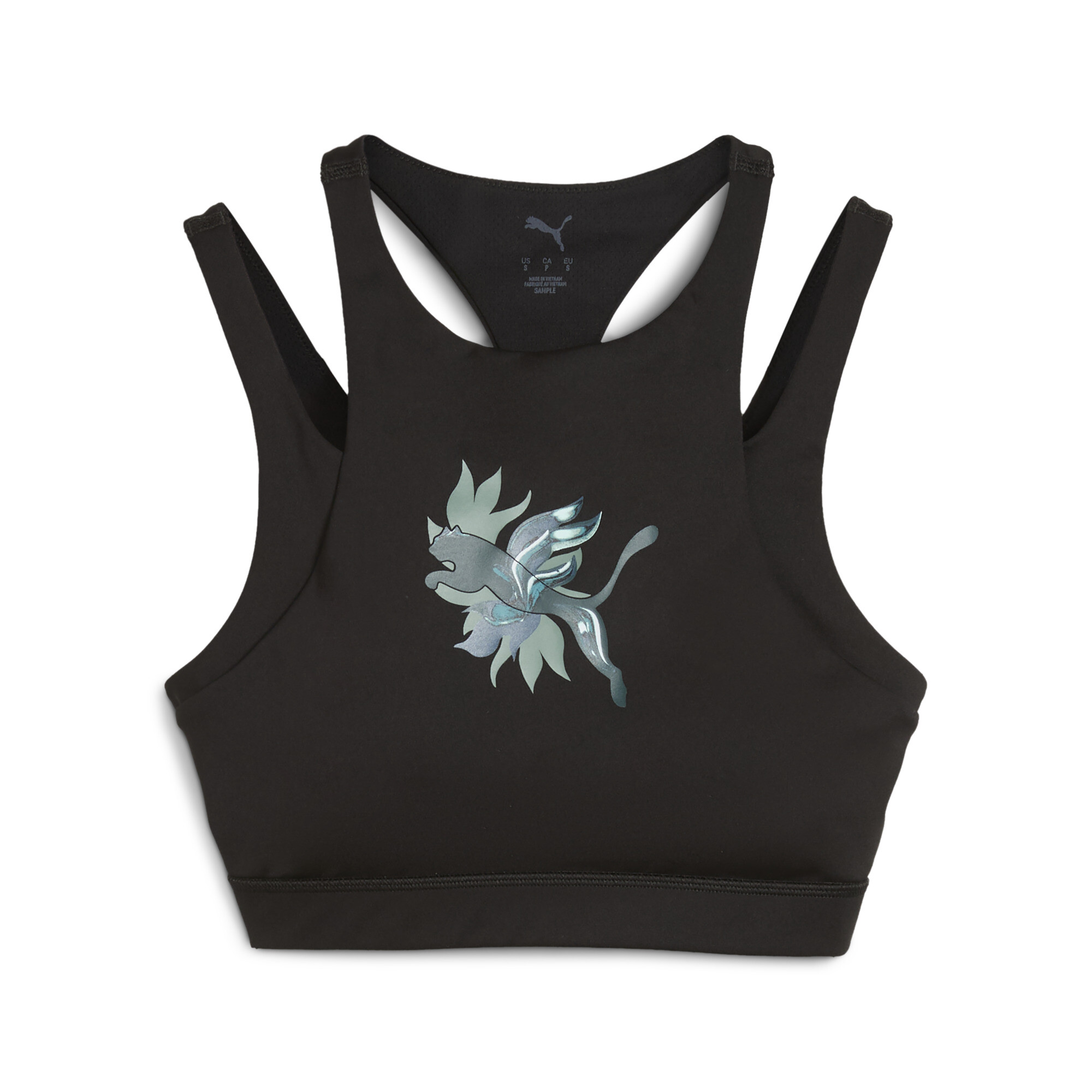 PUMA Groen TERRAINS GRAPHIC BH - MID voor Dames, Zwart, Maat S thumbnail 3