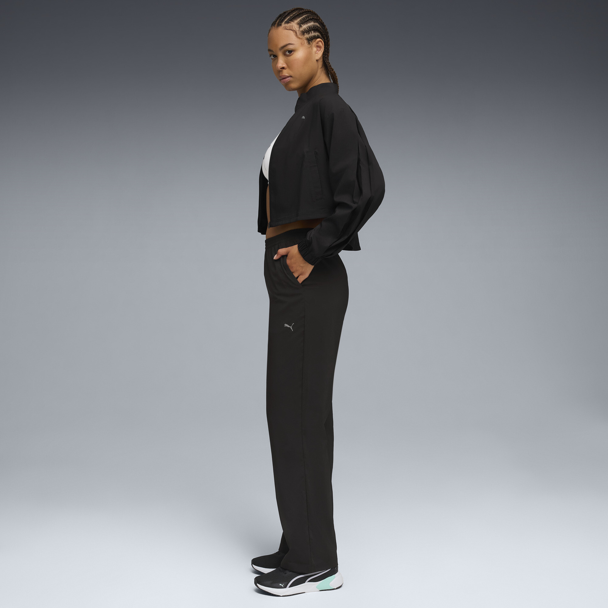 PUMA Athleisure broek met hoge taille voor Dames, Zwart, Maat L thumbnail 4