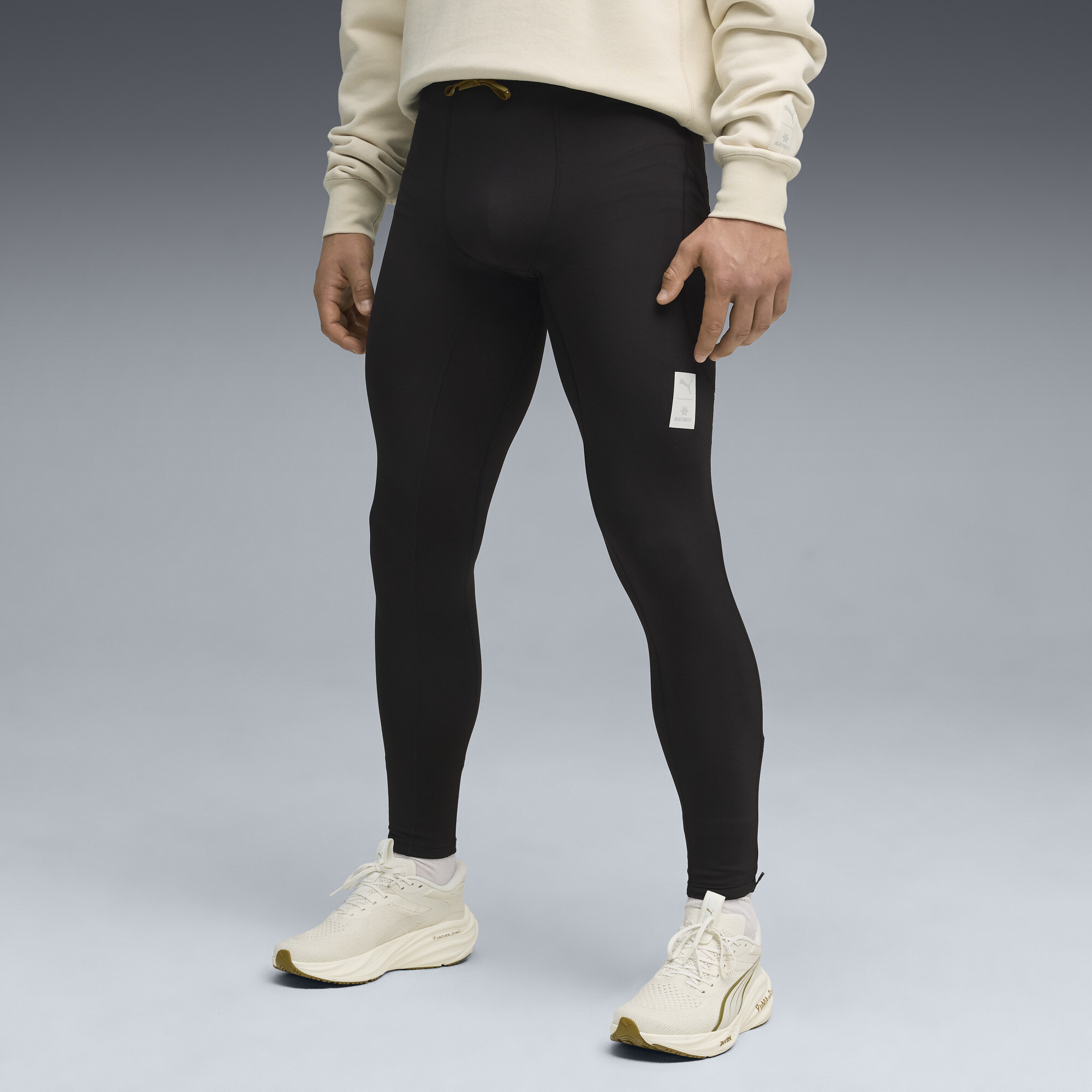 PUMA x SAYSKY Men's Fleece Running Tights in Black, Size S