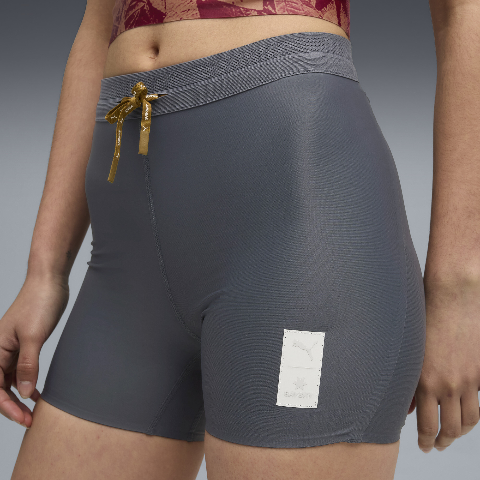 PUMA x SAYSKY korte legging voor Dames, Grijs, Maat M thumbnail 5