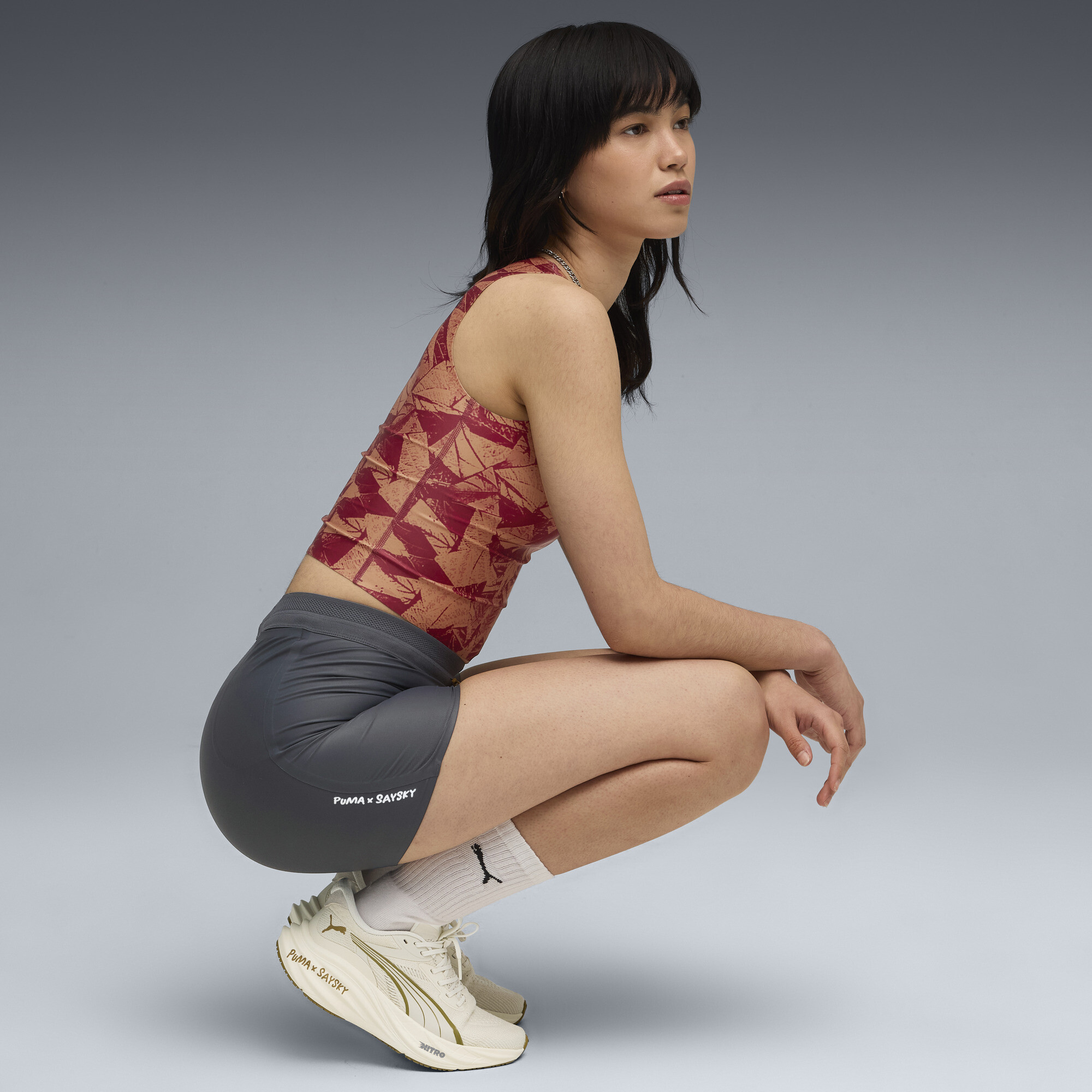 PUMA x SAYSKY korte legging voor Dames, Grijs, Maat M thumbnail 4