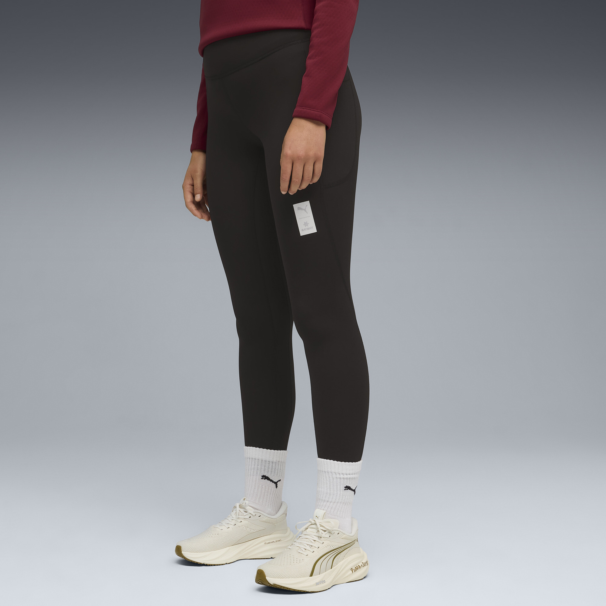 Puma X Saysky Women's Fleece Running Tights In Black