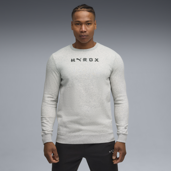 PUMA x HYROX Heavyweight Crewneck Men, Light Gray Heather, large-ZAF