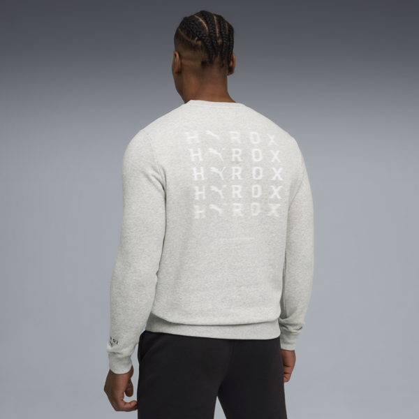 PUMA x HYROX Heavyweight Crewneck Men, Light Gray Heather, large-ZAF