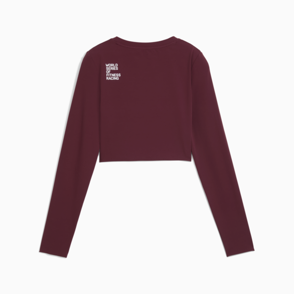 PUMA x HYROX SHAPELUXE Long Sleeve Cropped Tee Women, Ruby Shimmer, large-MEX