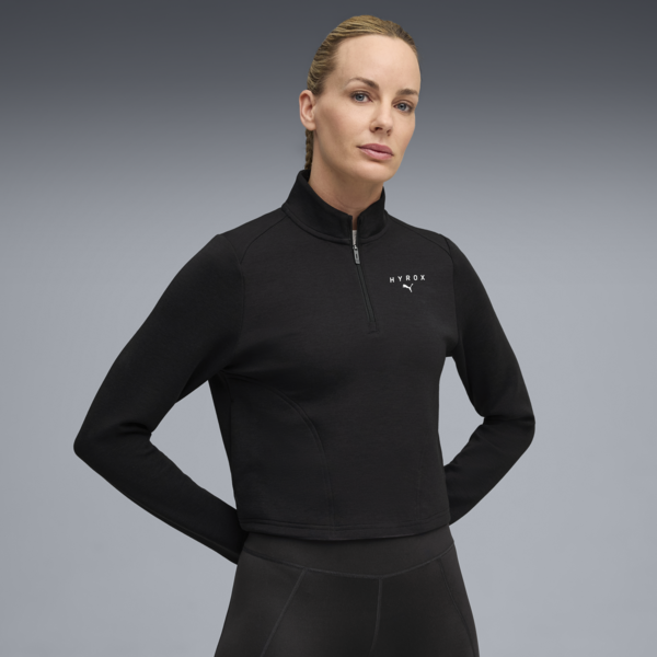 PUMA x HYROX CLOUDSPUN Quarter-Zip Top Women, PUMA Black, large-ZAF