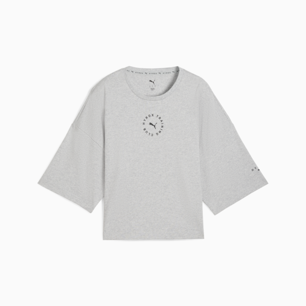 Remera corta PUMA x HYROX Lifestyle para mujer, Light Gray Heather, large-ARG