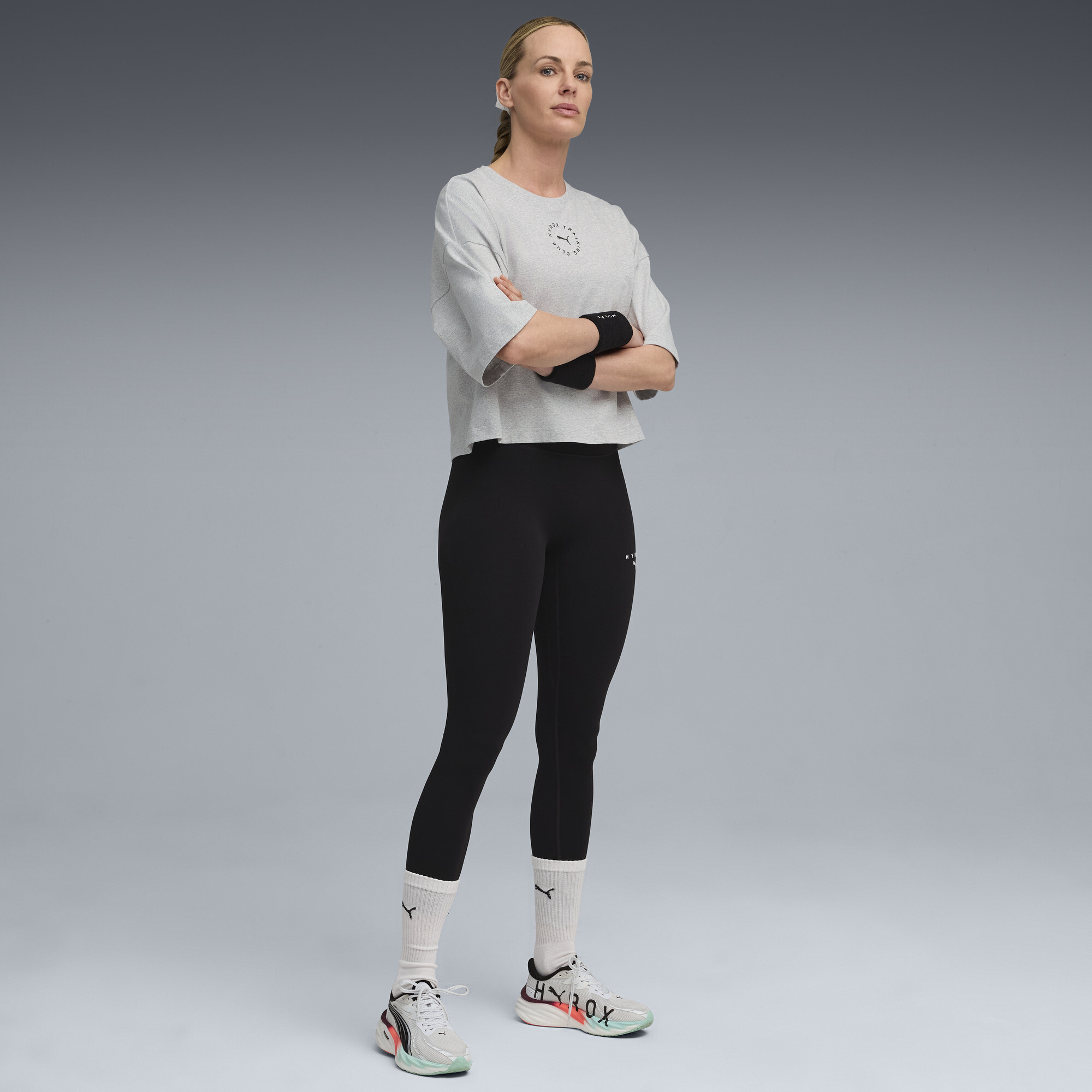 PUMA x HYROX kort Lifestyle-T-shirt voor Dames, Grijs, Maat L thumbnail 4