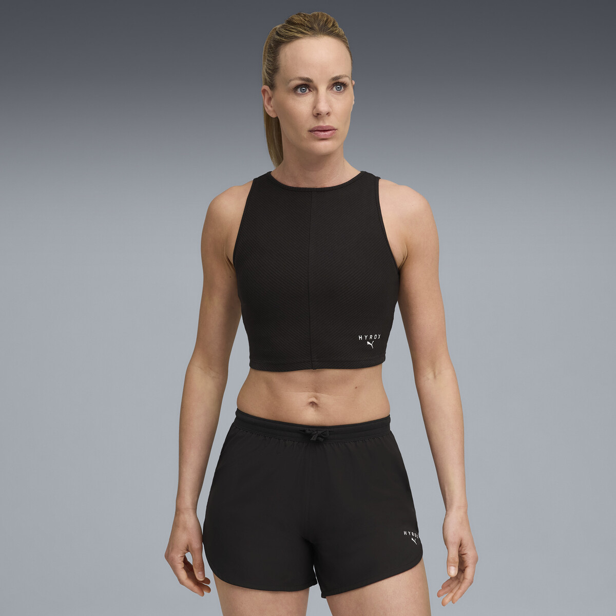 PUMA x HYROX Rib Cropped Tank Top Women in Black, XL