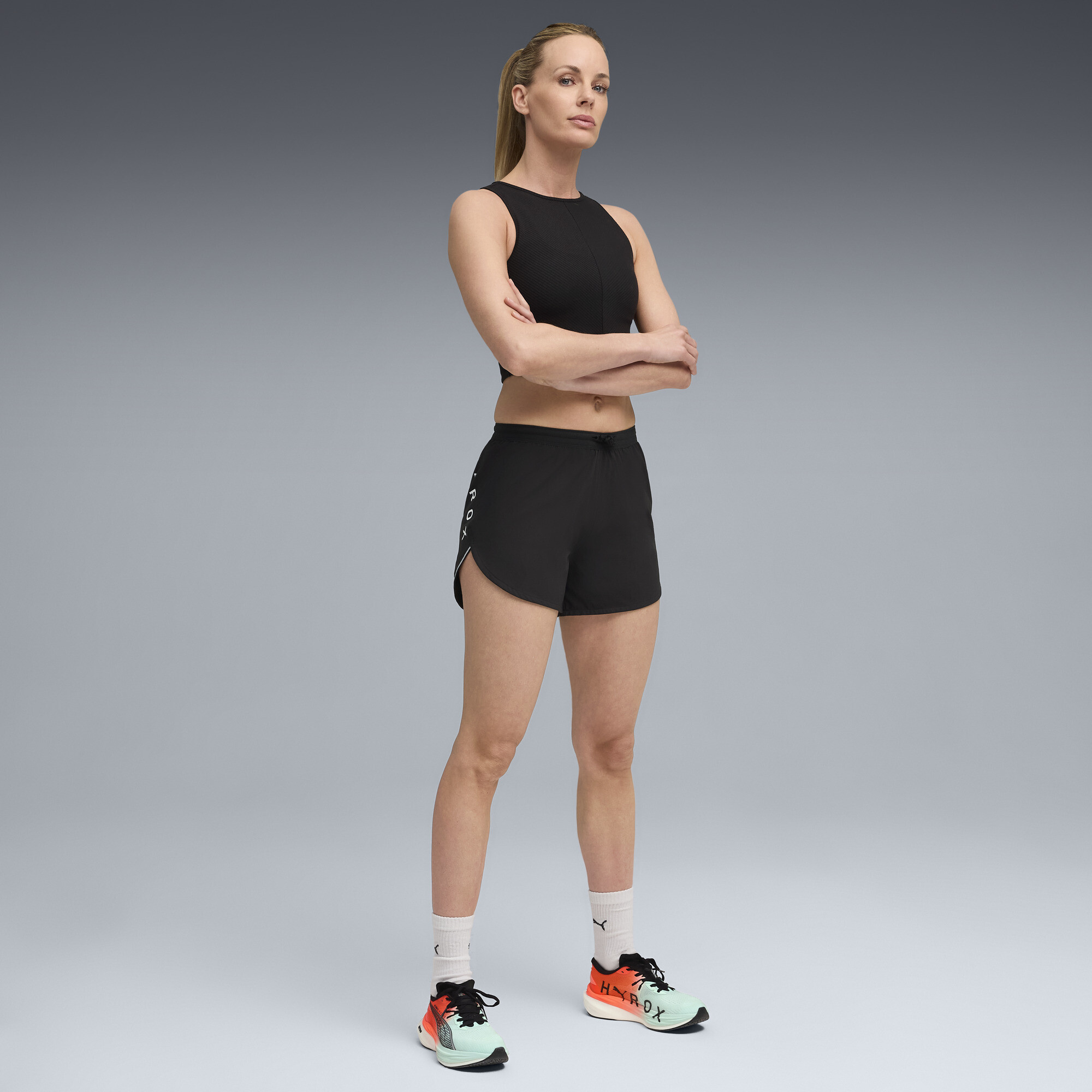 PUMA x HYROX Rib korte tanktop voor Dames, Zwart, Maat XS thumbnail 4