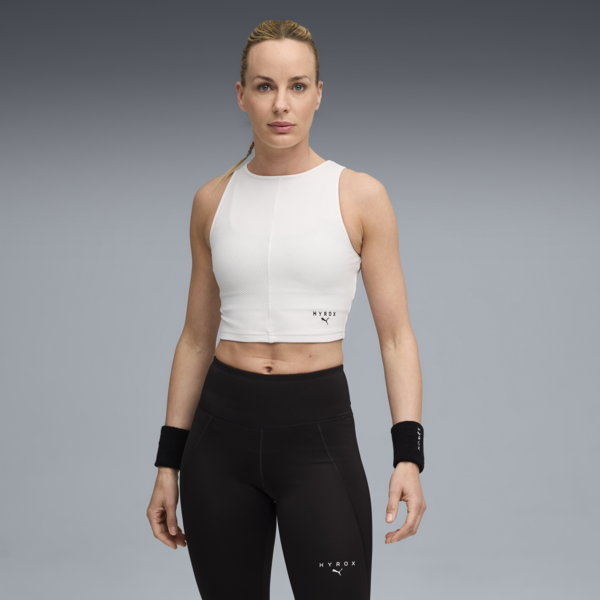 PUMA x HYROX Rib Cropped Tank Women, PUMA White, large-ZAF