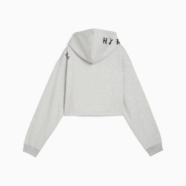 Sudadera corto PUMA x HYROX Heavyweight para mujer, Light Gray Heather, large-MEX