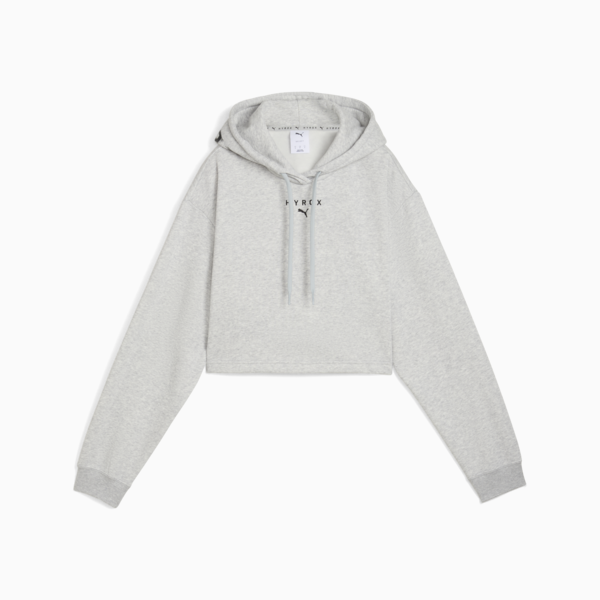 Sudadera corto PUMA x HYROX Heavyweight para mujer, Light Gray Heather, large-MEX