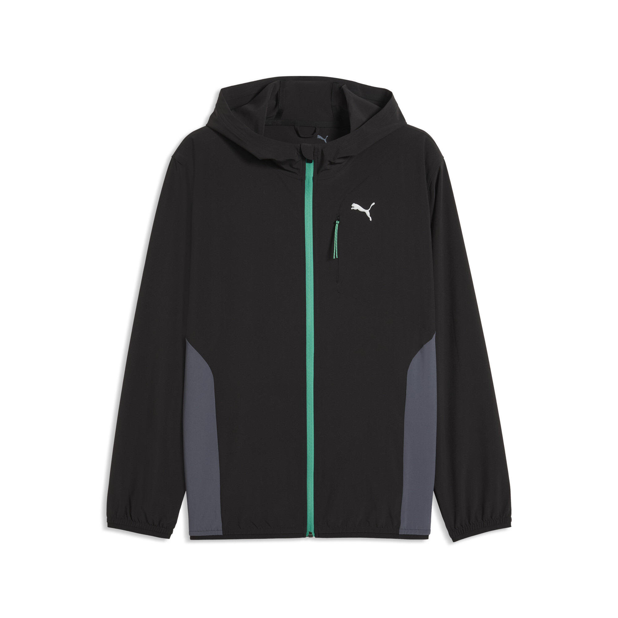 PUMA Men's Black/Vibrant Green Flex Stretch Woven Training Jacket - Small