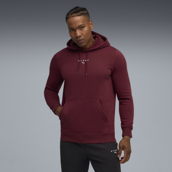 PUMA x HYROX Heavyweight Hoodie Men, Ruby Shimmer, large-MEX