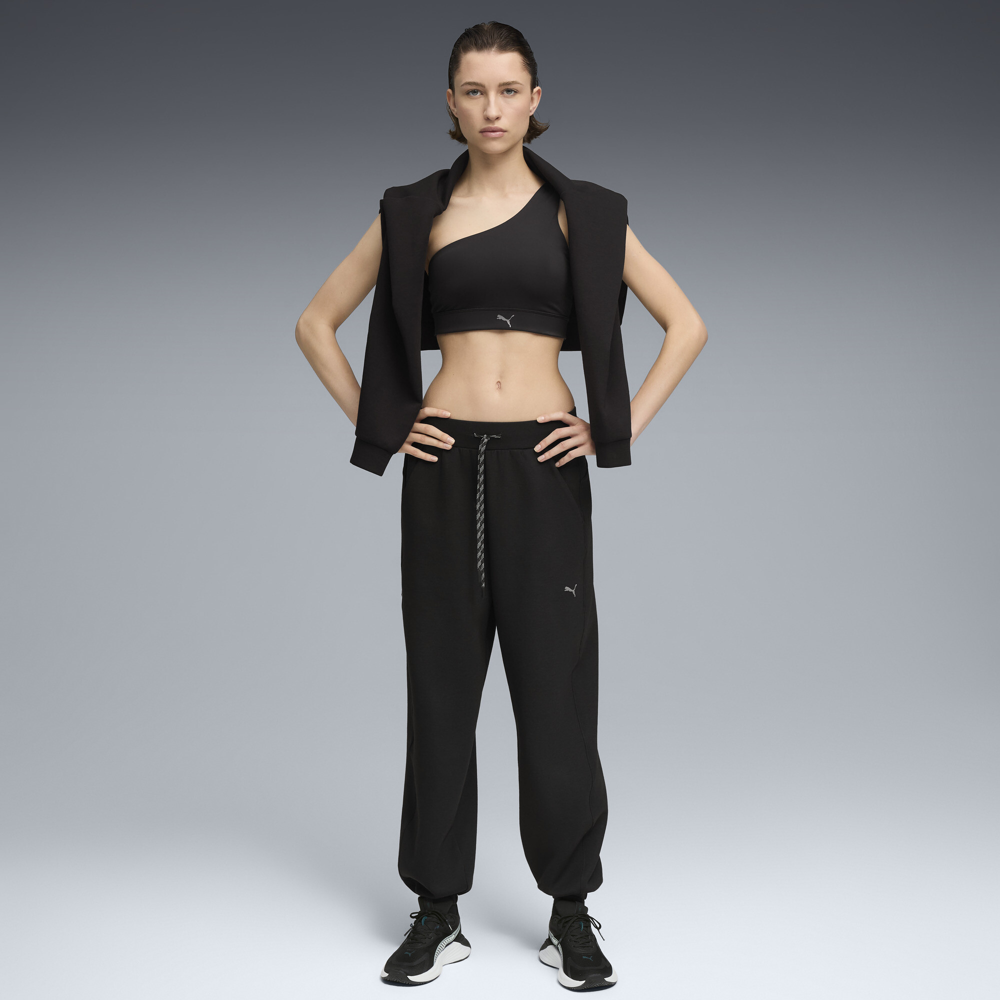 PUMA SHAPE asymmetrische bh voor Dames, Zwart, Maat L thumbnail 4