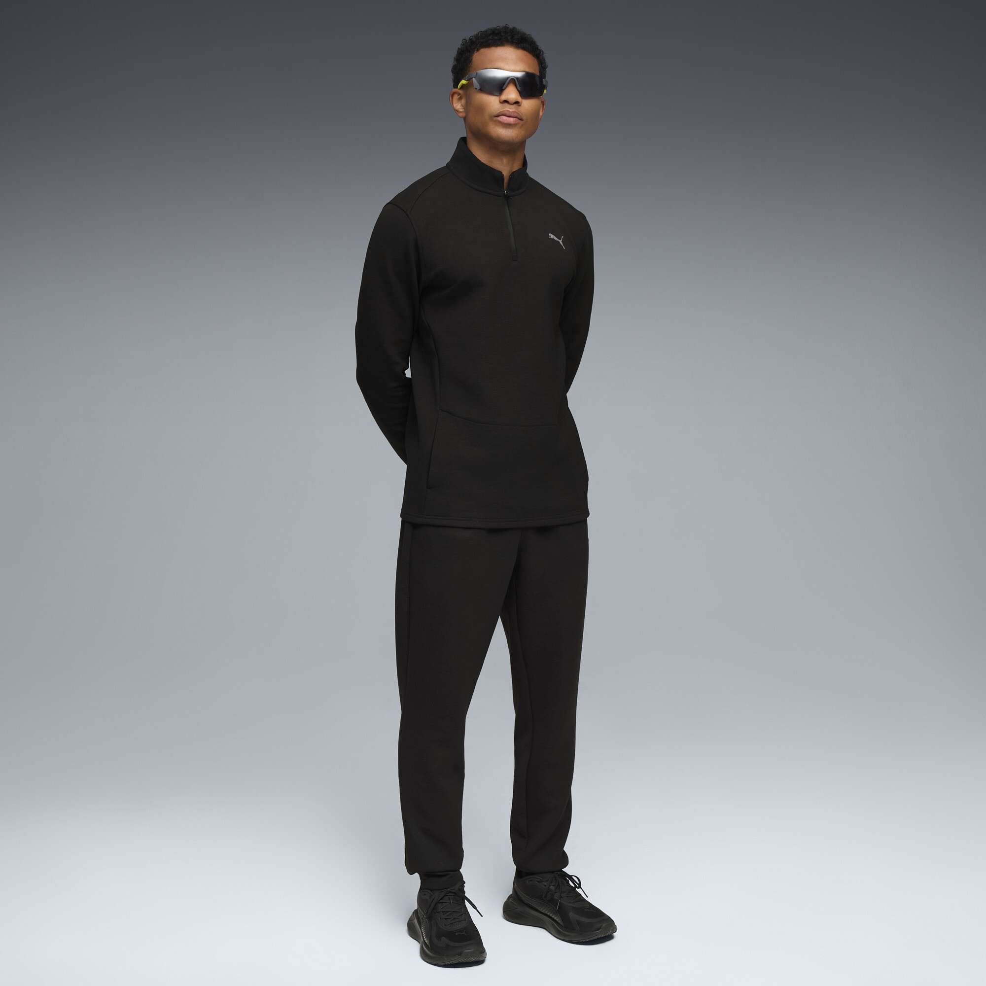 PUMA CLOUDSPUN trainingstop met kwartrits voor Heren, Zwart, Maat XL thumbnail 6