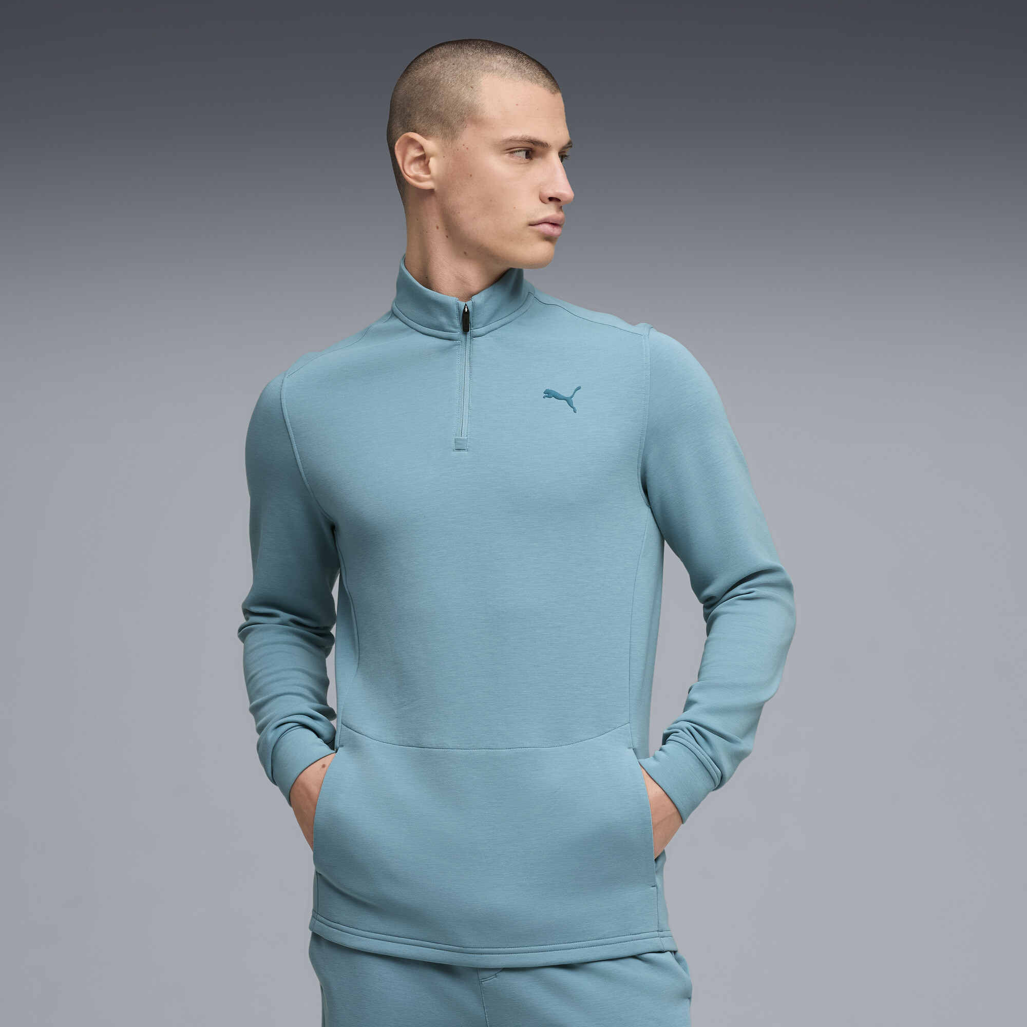 PUMA CLOUDSPUN trainingstop met kwartrits voor Heren, Blauw, Maat M thumbnail 4