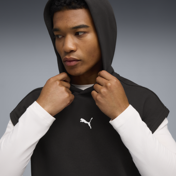 French Terry Sleeveless Hoodie Men, PUMA Black, large-MEX