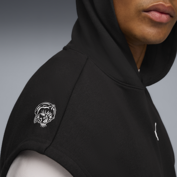 French Terry Sleeveless Hoodie Men, PUMA Black, large-MEX