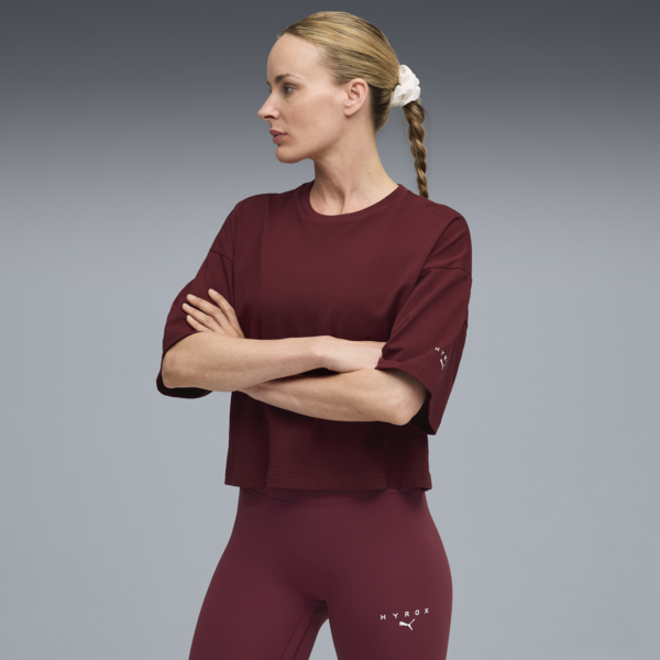 PUMA x HYROX City Lifestyle Tee Women, Ruby Shimmer, large-ZAF
