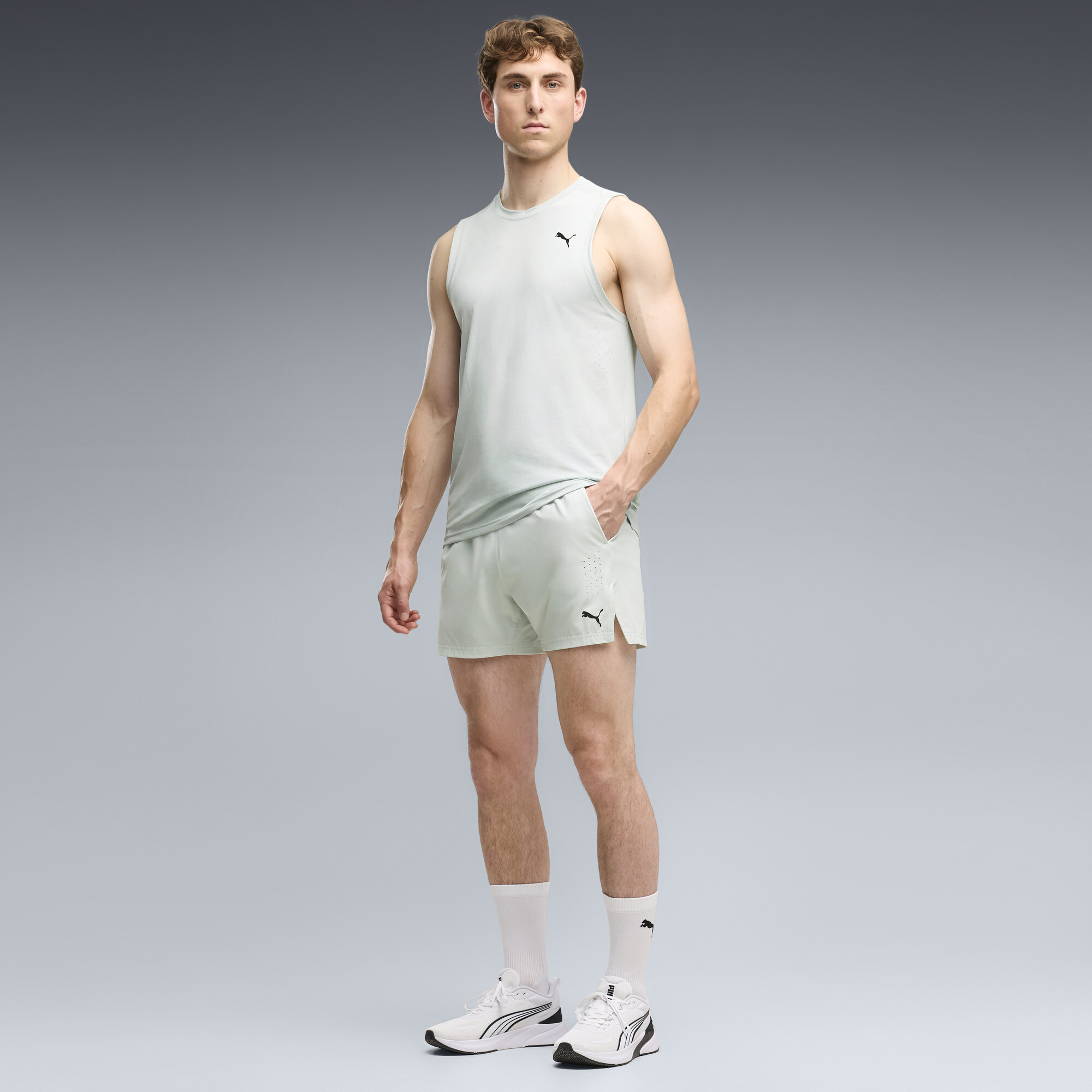 Puma Men's Power Mode Woven Regular-Fit Shorts, 5" Inseam - Cream De Mint
