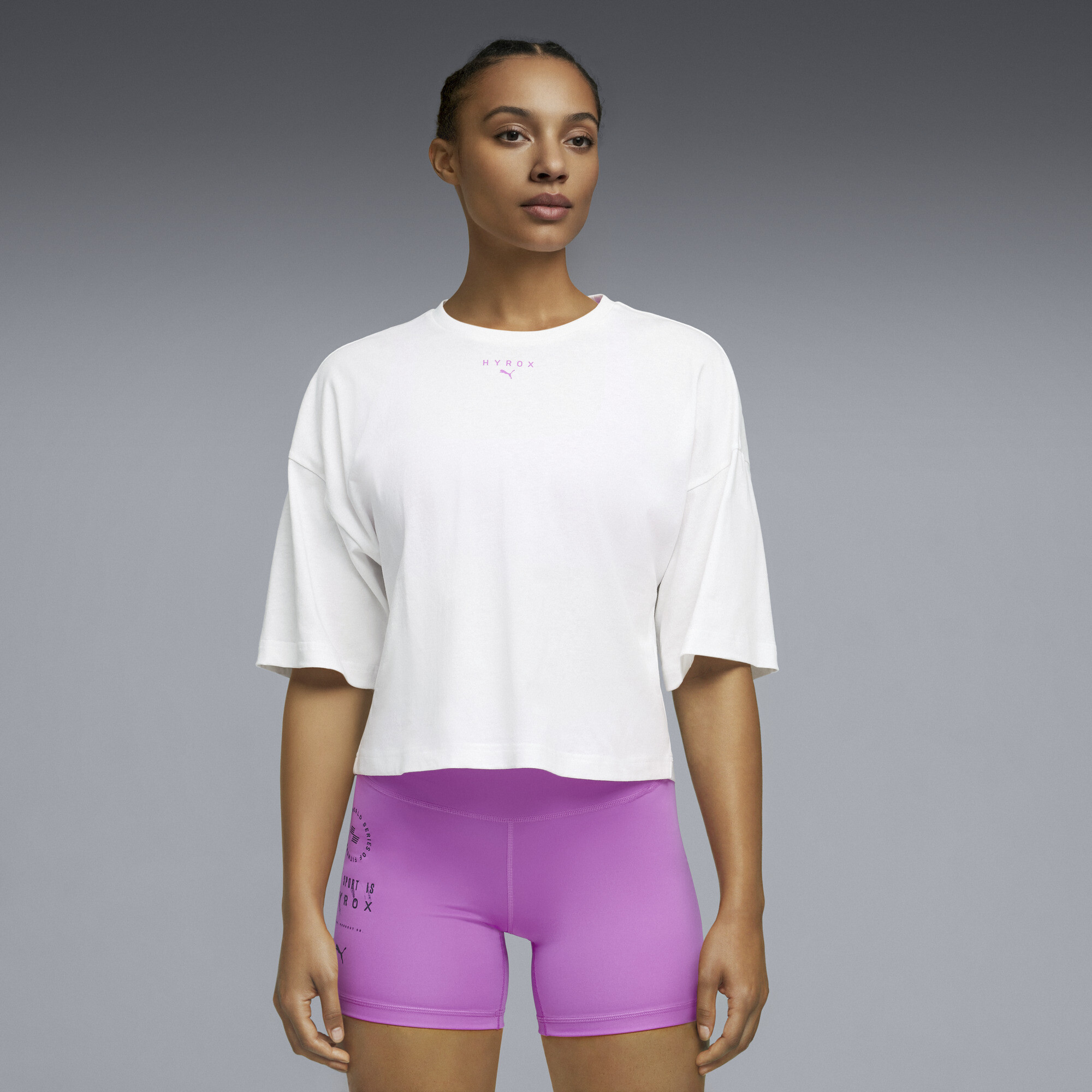 PUMA x HYROX Women's Cropped T-Shirt in White, Size S