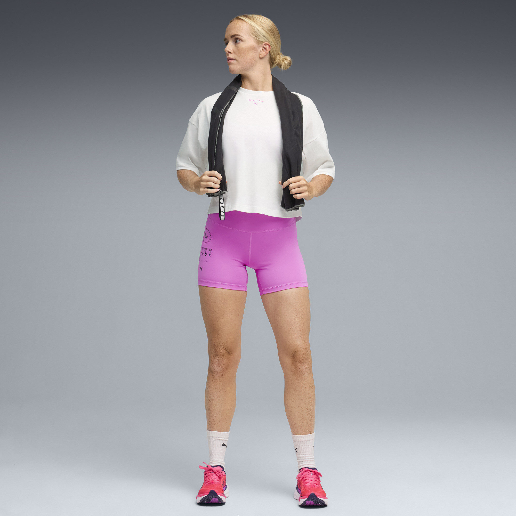 PUMA x HYROX kort oversized Lifestyle-T-shirt voor Dames, Wit, Maat XS thumbnail 4