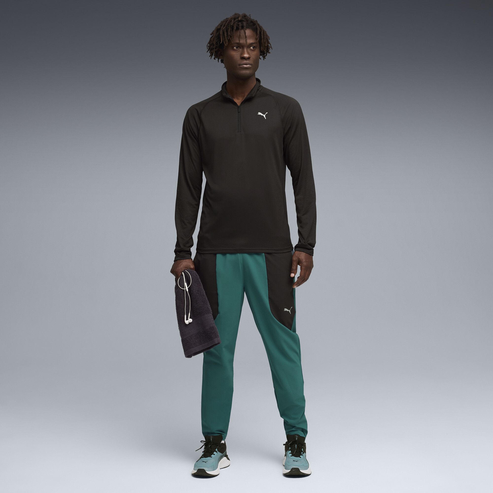 PUMA PWRTRAIN trainingsshirt met kwartrits voor Heren, Zwart, Maat L thumbnail 2