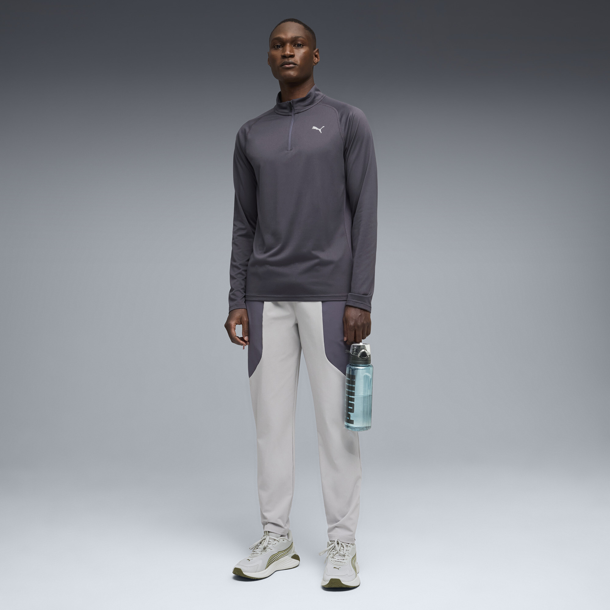 PUMA PWRTRAIN trainingsshirt met kwartrits voor Heren, Grijs, Maat XS thumbnail 2