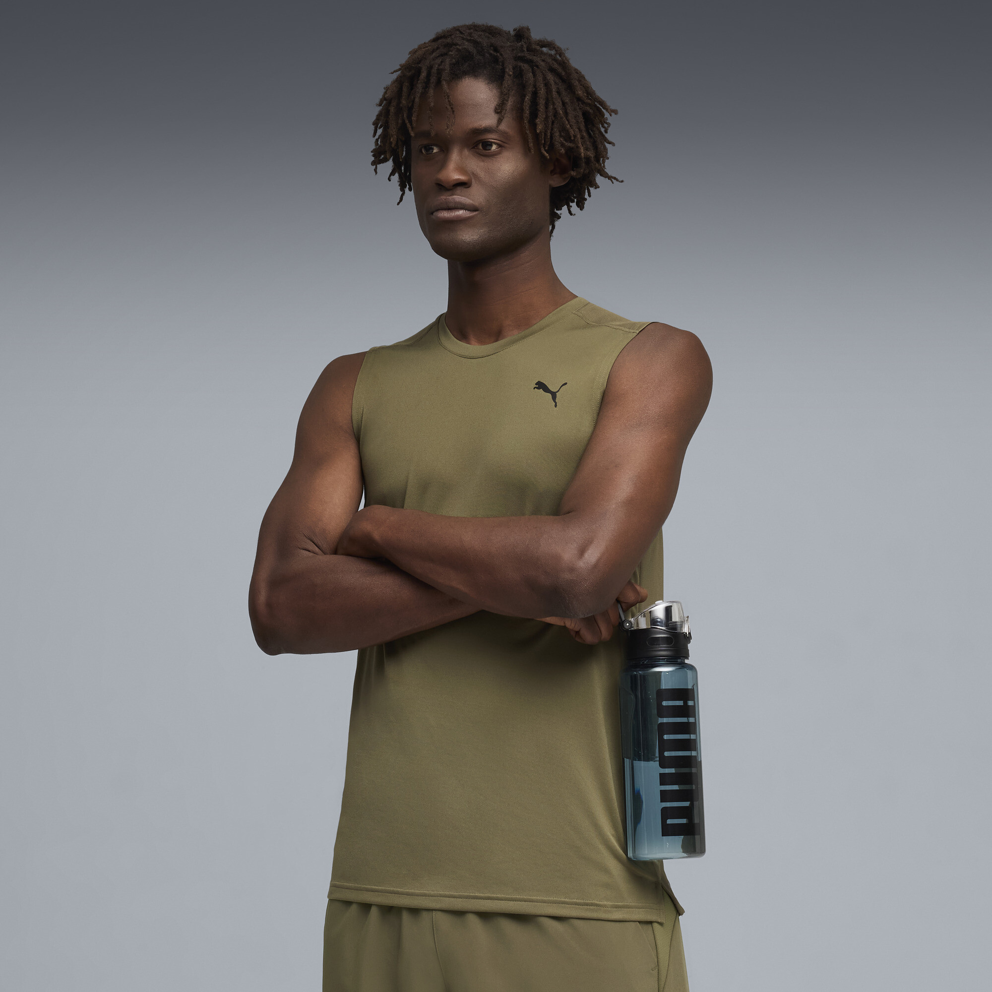 PUMA PWRTRAIN trainingstank voor Heren, Groen, Maat S