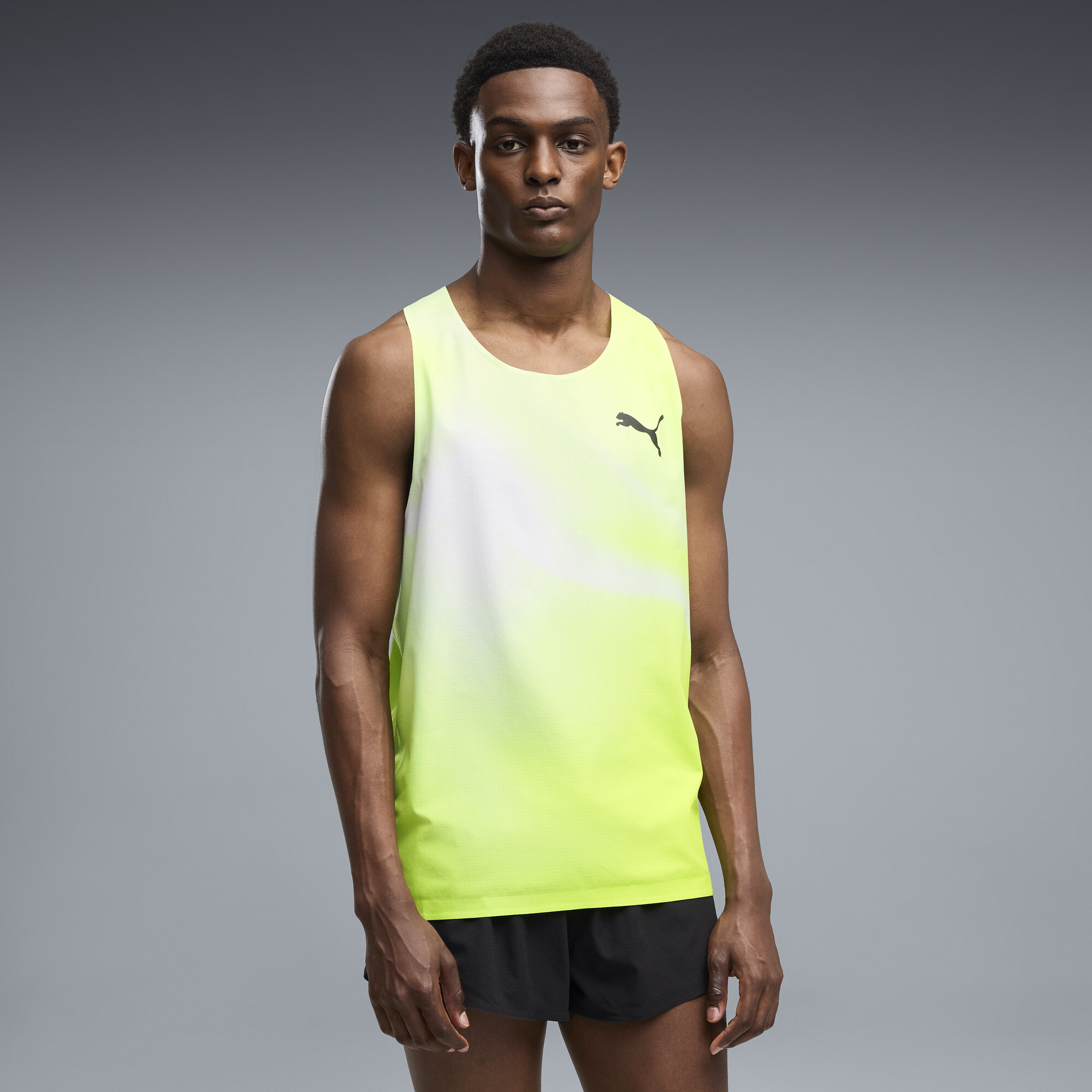 PUMA Męska koszulka bez rękawów do biegania Lightspeed ULTRAWEAVE Graphic, Odzież, Zielony, XXL