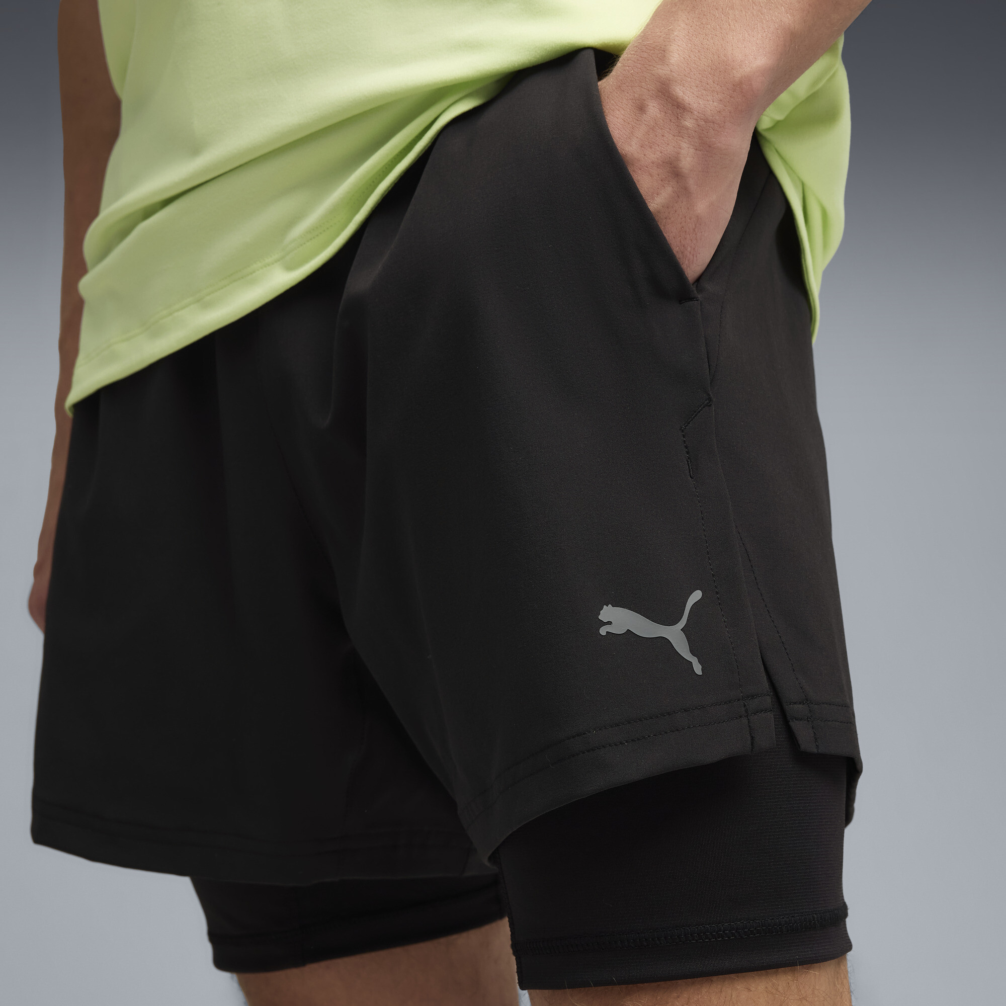 PUMA PWRMODE 2-in-1 stretch geweven short voor Heren, Zwart, Maat 3XL thumbnail 5