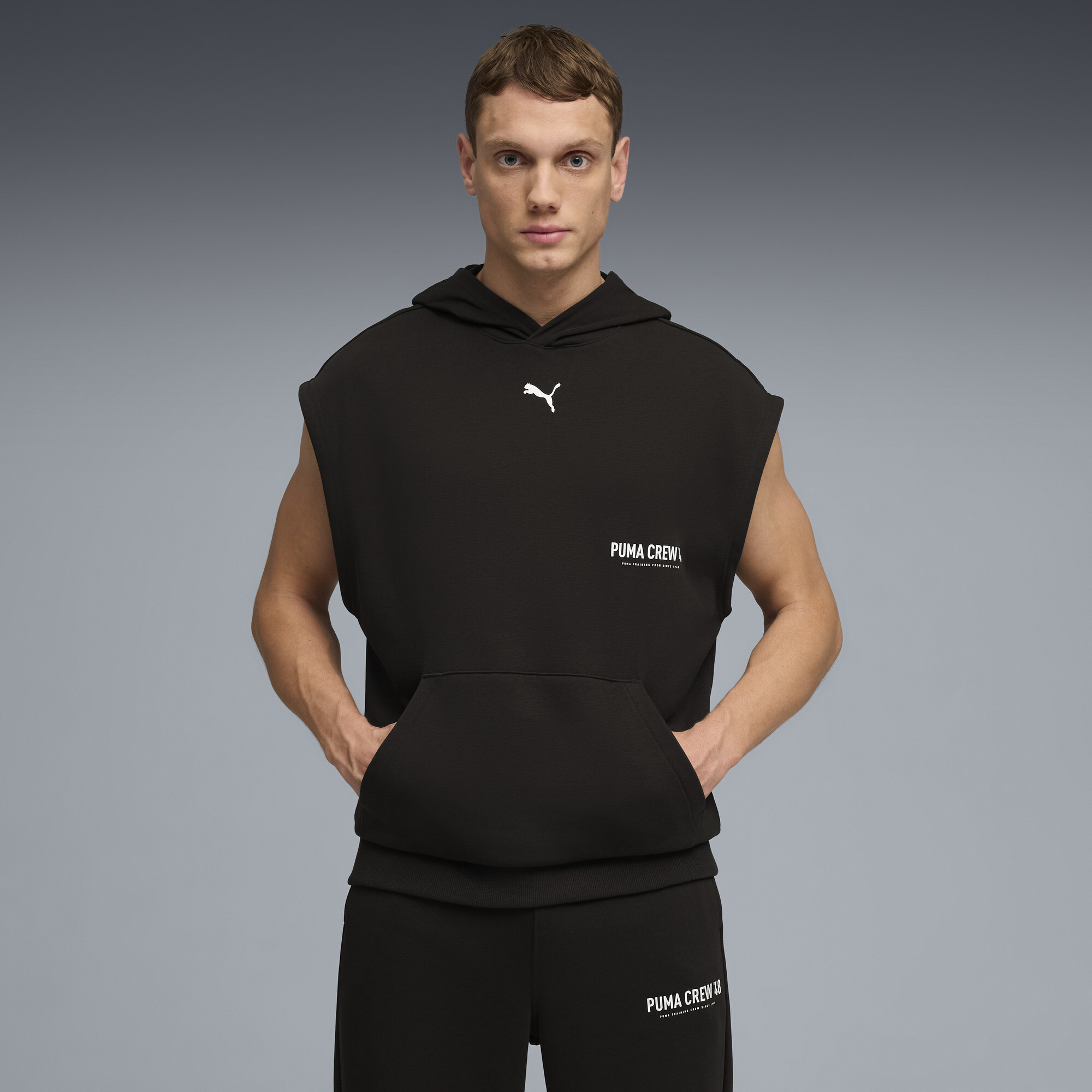 PUMA Grafische mouwloze trainingshoodie voor Heren, Zwart, Maat L thumbnail 4