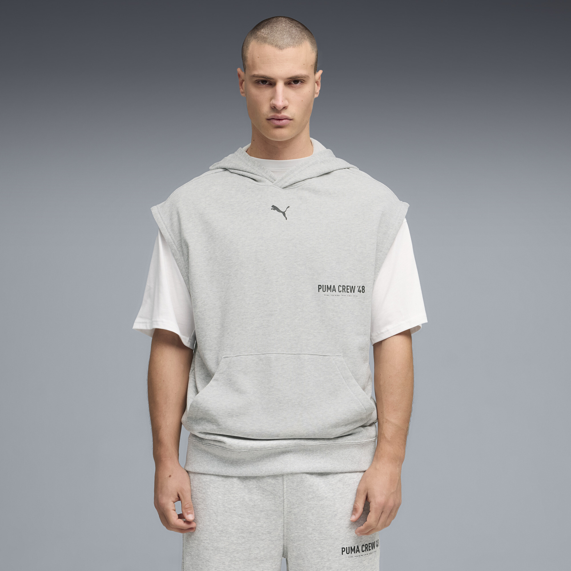 PUMA Grafische mouwloze trainingshoodie voor Heren, Grijs, Maat S thumbnail 4