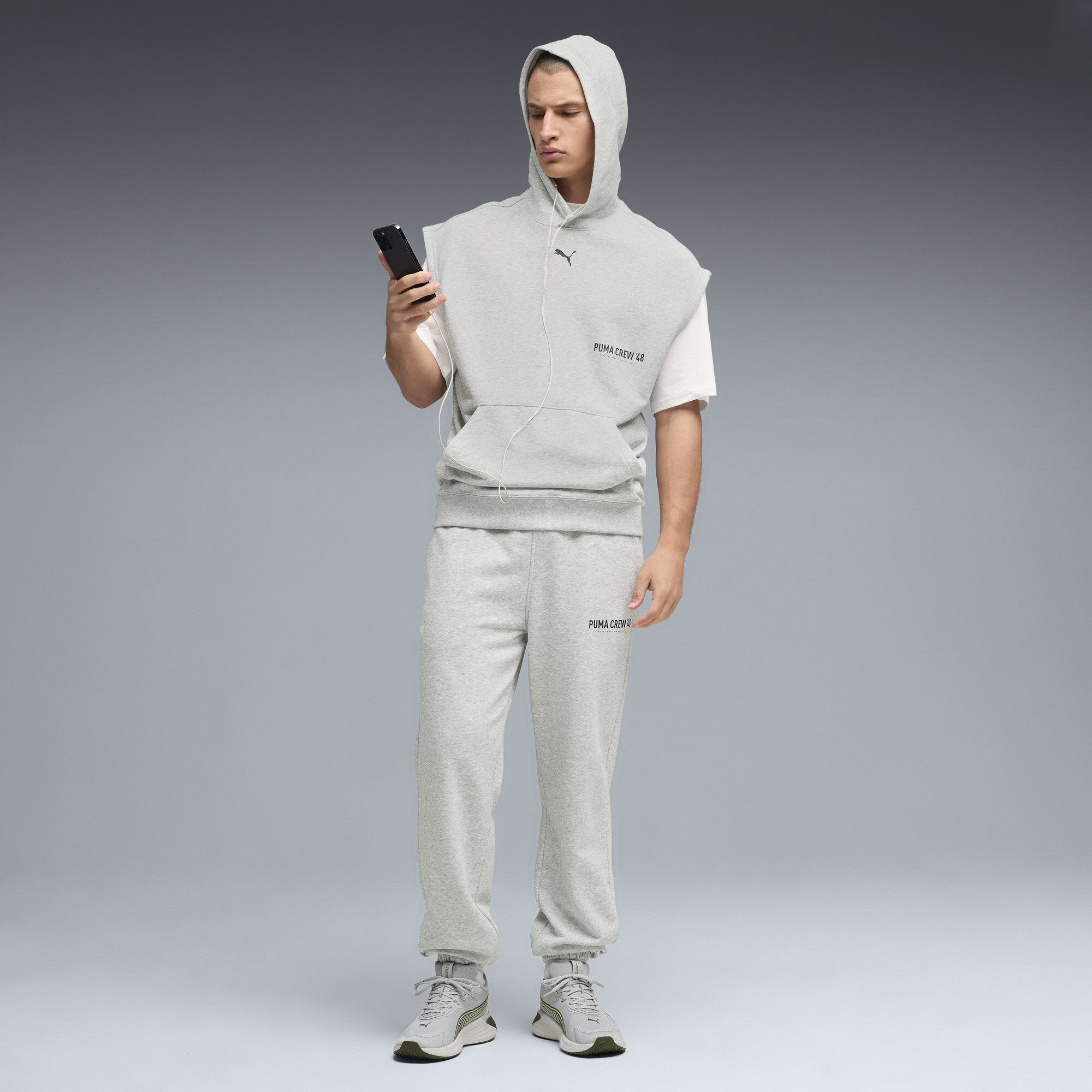 PUMA Grafische mouwloze trainingshoodie voor Heren, Grijs, Maat S thumbnail 2