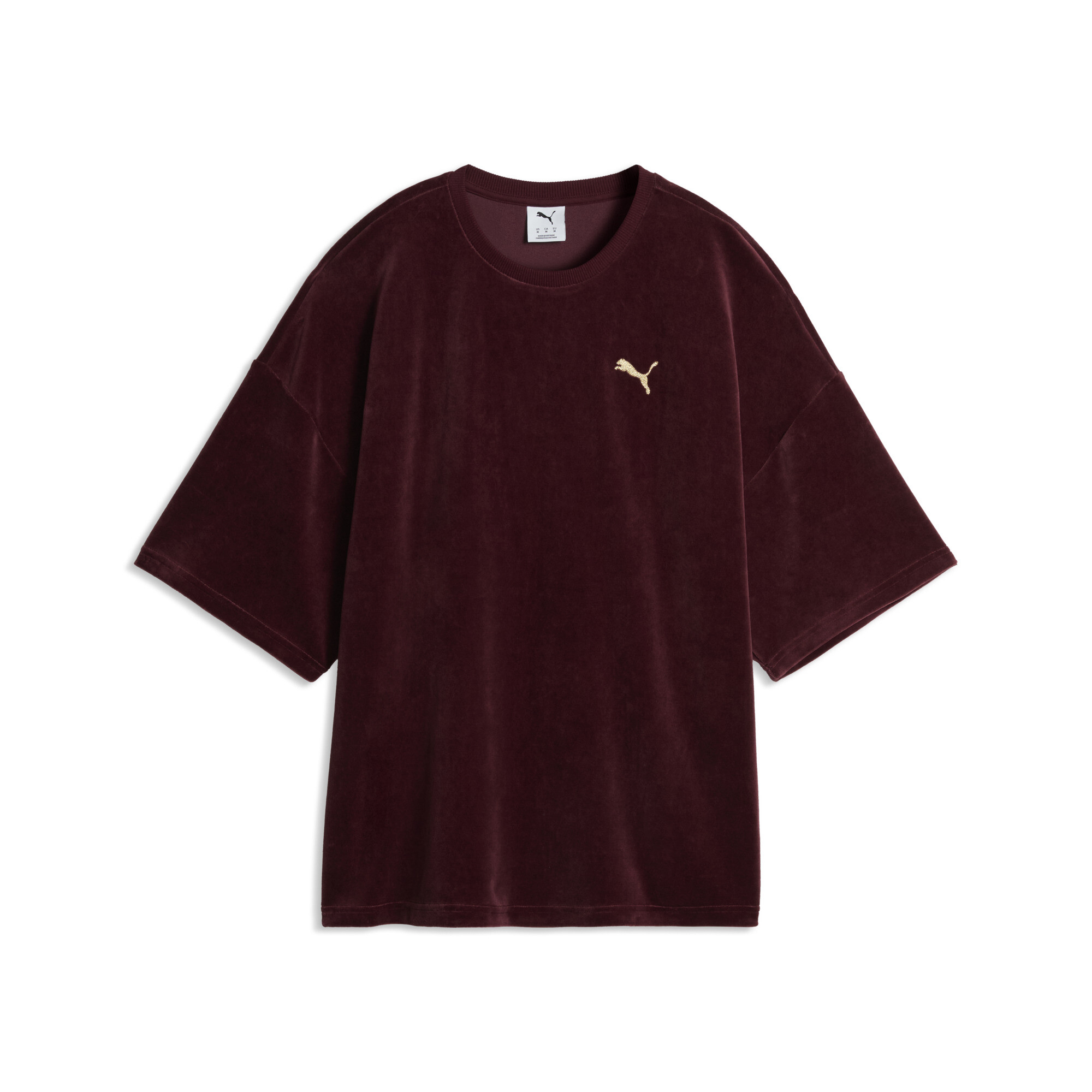 PUMA Damska welurowa koszulka oversize, Odzież, Fioletowy, XXL
